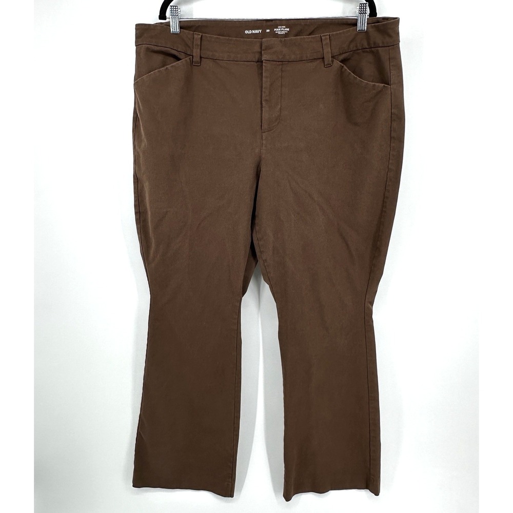 Old Navy Womens 20 Pixie Flare High Rise Khaki Chino Pants Stretch Brown